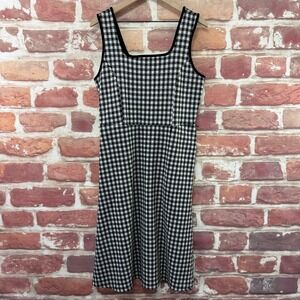 Draper James RSVP Dress Women's XL Black White Gingham Plaid Midi Sundress